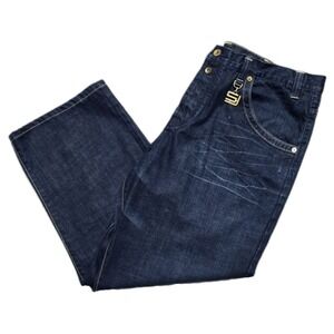 VTG Sean John Baggy Jeans Mens 38x32 Dark Blue Skater Grunge Wide Leg Y2K